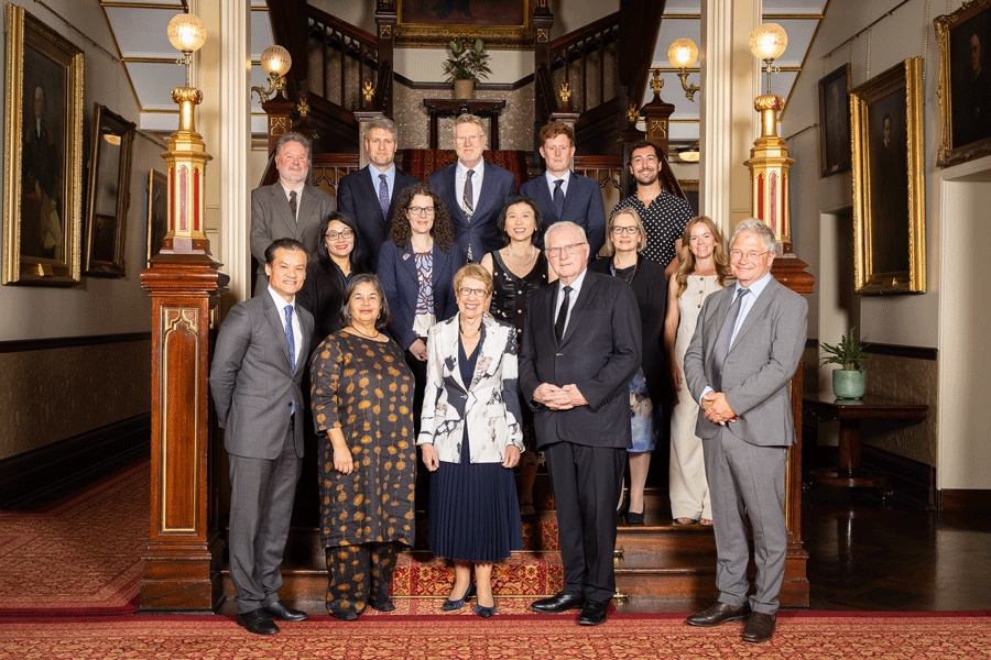 The 2025 Premier’s Prizes for Science & Engineering (l to r): the Hon Anoulack Chanthivong MP, Minister for Innovation, Science and Technology (front), Dr Brad Law, Distinguished Professor Vivian Tam, Professor Nalini Joshi, 2025 NSW Scientist of the Year, Professor Paul Keall, Associate Professor Catriona Macdonald, representing Distinguished Professor Brajesh Singh, Mr Simon Draper, Secretary, Premier’s Department, the Hon Margaret Beazley, Governor of NSW, Professor Anita Ho-Baillie, Mr Ryland O’Connell, Mr Dennis Wilson, Scientia Professor Kaarin Anstey, Dr Felix Rizzuto, Dr Jennifer Matthews, Professor Hugh Durrant-Whyte, Chief Scientist & Engineer.
